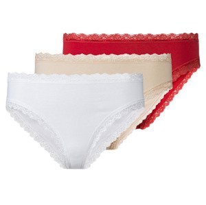 esmara® Dámské krajkové kalhotky, 3 kusy (S (36/38), červená/béžová/bílá)