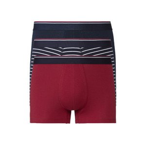 LIVERGY® Pánské boxerky s BIO bavlnou, 3 kusy (4/S, tmavě modrá / červená)