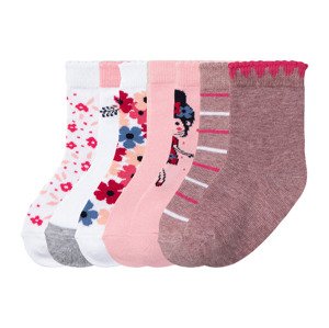 lupilu® Dívčí ponožky s BIO bavlnou, 7 párů  (19/22, růžová / bílá vzorovaná)