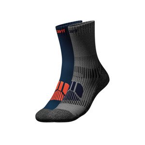 CRIVIT Pánské trekingové ponožky, 2 páry (41/42, černá/modrá/šedá/oranžová)