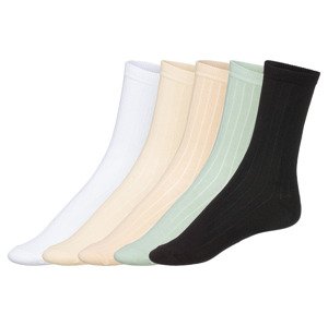 esmara® Dámské ponožky s BIO bavlnou, 5 párů  (35/38, zelená/bílá/černá)