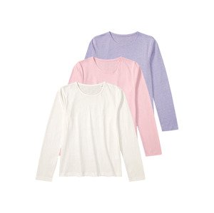 pepperts!® Dívčí triko s dlouhými rukávy, 3 kusy (134/140, lila fialová / růžová / bílá)