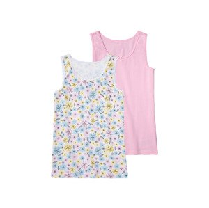 pepperts!® Dívčí top / košilka s BIO bavlnou, 2 kusy (146/152, květiny vzorovaná / růžová)