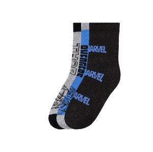 Chlapecké ponožky, 3 páry (23/26, Marvel modrá / šedá / černá)
