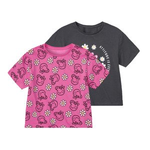 Dívčí triko, 2 kusy (98/104, Prasátko Peppa antracitová / růžová)