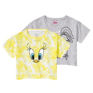 Dívčí triko, 2 kusy (98/104, Looney Tunes bílá/šedá)