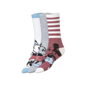 Dámské ponožky, 3 páry (35/38, Mickey Mouse šedá / růžová)