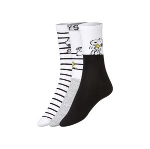 Dámské ponožky, 3 páry (35/38, Snoopy bílá / šedá)