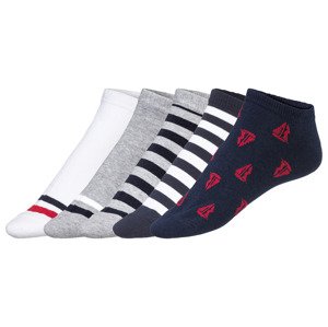 LIVERGY® Pánské nízké ponožky s BIO bavlnou, 5 párů  (39/42, šedá / navy modrá / bílá / červená)