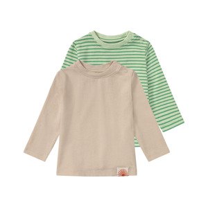 lupilu® Dětské triko s dlouhými rukávy s BIO bavlnou, 2 kusy (74/80, béžová / zelená pruhovaná)