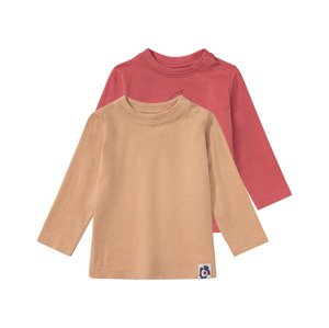 lupilu® Dětské triko s dlouhými rukávy s BIO bavlnou, 2 kusy (50/56, červená / světle hnědá)