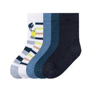 lupilu® Chlapecké ponožky s BIO bavlnou, 5 párů  (23/26, bílá / navy modrá)