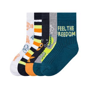 lupilu® Chlapecké ponožky s BIO bavlnou, 5 párů  (19/22, šedá / bílá / navy modrá)