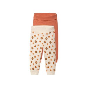 lupilu® Dětské kalhoty "Jogger" s BIO bavlnou, 2 kusy (50/56, béžová/oranžová)