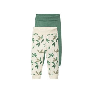 lupilu® Dětské kalhoty "Jogger" s BIO bavlnou, 2 kusy (74/80, béžová/zelená)