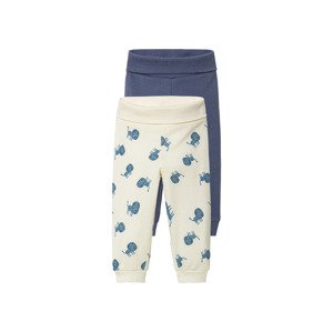 lupilu® Dětské kalhoty "Jogger" s BIO bavlnou, 2 kusy (74/80, béžová/modrá)