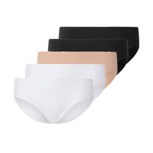 esmara® Dámské bezešvé kalhotky, 5 kusů (XS (32/34), černá/béžová/bílá)