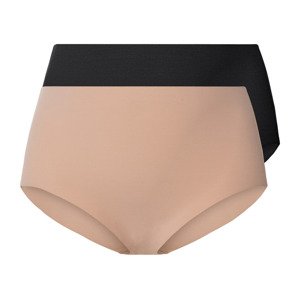 esmara® Dámské bezešvé tvarující kalhotky XXL, 2 kusy (XL (48/50), béžová/černá)