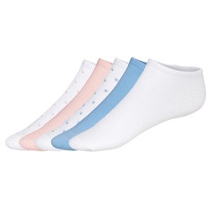 esmara® Dámské nízké ponožky, 5 párů (35/38, bílá/modrá/růžová)