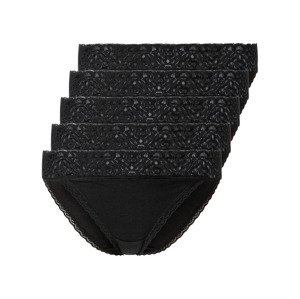 esmara® Dámské krajkové kalhotky, 5 kusů (XL (48/50), černá)