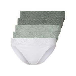 esmara® Dámské krajkové kalhotky, 5 kusů (S (36/38), bílá/zelená/mintová)
