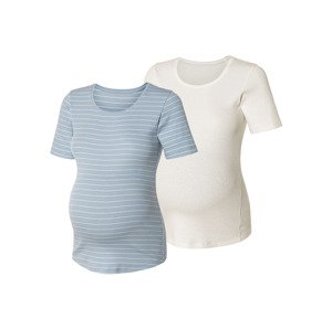 esmara® Dámské těhotenské triko s BIO bavlnou, 2 kusy (XS (32/34), modrá/bílá)