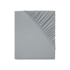 LIVARNO home Žerzejové napínací prostěradlo BIO, 90–100 x 200 cm (šedá)