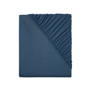 LIVARNO home Žerzejové napínací prostěradlo, 140–160 x 200 cm (tmavě modrá)