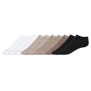 esmara® Dámské nízké ponožky s BIO bavlnou, 10 párů (35/38, bílá/černá/béžová)
