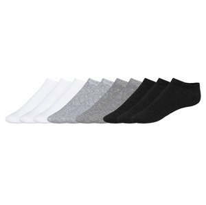 esmara® Dámské nízké ponožky s BIO bavlnou, 10 párů (35/38, bílá/černá/šedá)