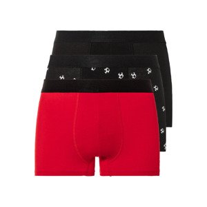 LIVERGY® Pánské boxerky, 3 kusy (5/M, fotbal/černá/červená)