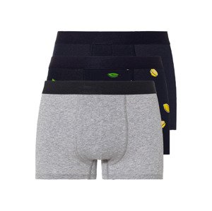 LIVERGY® Pánské boxerky, 3 kusy (5/M, citrony/černá/šedá)