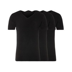 LIVERGY® Pánské spodní triko, 3 kusy (5/M, výstřih do V / černá)
