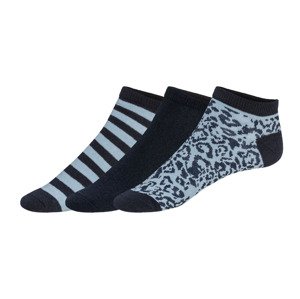esmara® Dámské nízké ponožky s BIO bavlnou, 3 páry (35/38, navy modrá / vzorovaná)