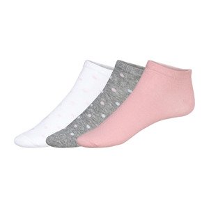 esmara® Dámské nízké ponožky s BIO bavlnou, 3 páry (35/38, bílá/růžová/šedá)