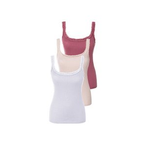esmara® Dámský krajkový top, 3 kusy (XL (48/50), bílá/červená/růžová)