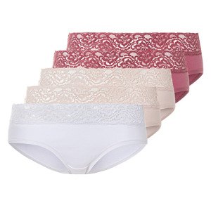 esmara® Dámské krajkové kalhotky, 5 kusů (XS (32/34), červená/růžová/bílá)
