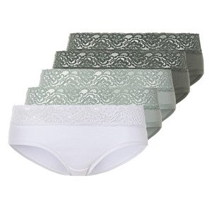 esmara® Dámské krajkové kalhotky, 5 kusů (XS (32/34), bílá/zelená/mintová)