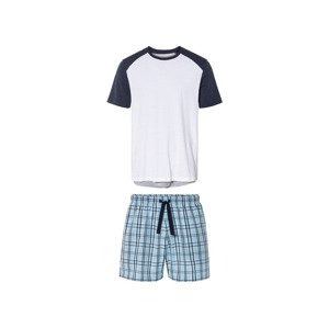 LIVERGY® Pánské pyžamo s BIO bavlnou (S (44/46), bílá/modrá)