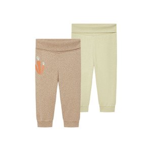lupilu® Dětské kalhoty "Jogger" s BIO bavlnou, 2 kusy (zelená/béžová, 86/92)