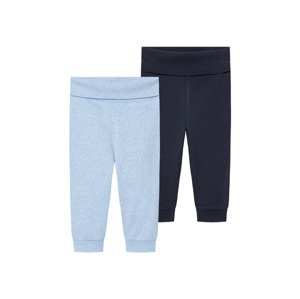 lupilu® Dětské kalhoty "Jogger" s BIO bavlnou, 2 kusy (62/68, světle modrá / navy modrá)