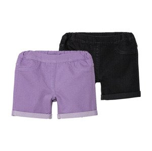 lupilu® Dívčí džínové šortky, 2 kusy (110/116, světle fialová / černá)