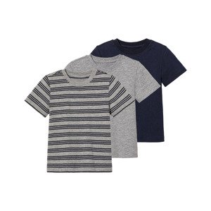 lupilu® Chlapecké triko, 3 kusy (98/104, navy modrá / šedá pruhovaná)