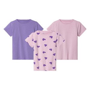 lupilu® Dívčí triko, 3 kusy (110/116, lila fialová / vzorovaná)