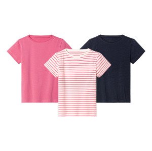 lupilu® Dívčí triko, 3 kusy (98/104, navy modrá / růžová pruhovaná)