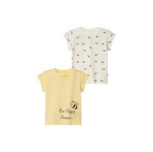 lupilu® Dívčí triko s BIO bavlnou, 2 kusy (74/80, bílá/žlutá)