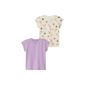 lupilu® Dívčí triko s BIO bavlnou, 2 kusy (50/56, lila fialová / bílá)