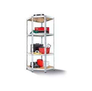 Parkside® Vysokozátěžový rohový regál se 4 policemi Rivet, 180 x 70 x 70 x 40 cm