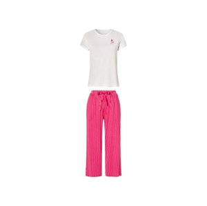 esmara® Dámské pyžamo (XS (32/34), bílá/růžová)
