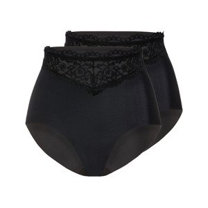 esmara® Dámské bezešvé kalhotky s vysokým pasem, 2 kusy (S (36/38), černá)
